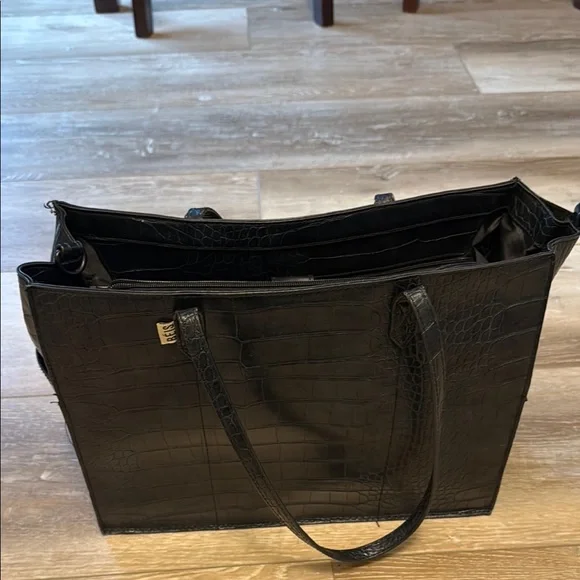 BEIS Black Structured Tote Bag with Crocodile Texture - Picture 4 of 8